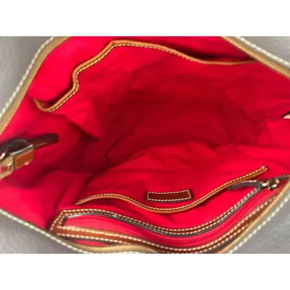 Dooney & Bourke Lexington Tote Bag Pebbled Leather Gray Brown Handles Large - Picture 7 of 9